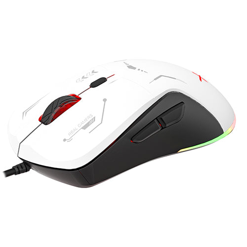 Mouse Gamer XST-401 Alámbrico Blanco-Negro