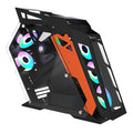 Gabinete Gamer Micro Tower Xzeal IR01 M-ATX Panel Izq. Vidrio + Panel Der. Vidrio + Metal 1xUSB1.0 + 1xUSD3.0 + 3.5 mm + 4 ARGB Fans + 1 HUB Negro con Naranja