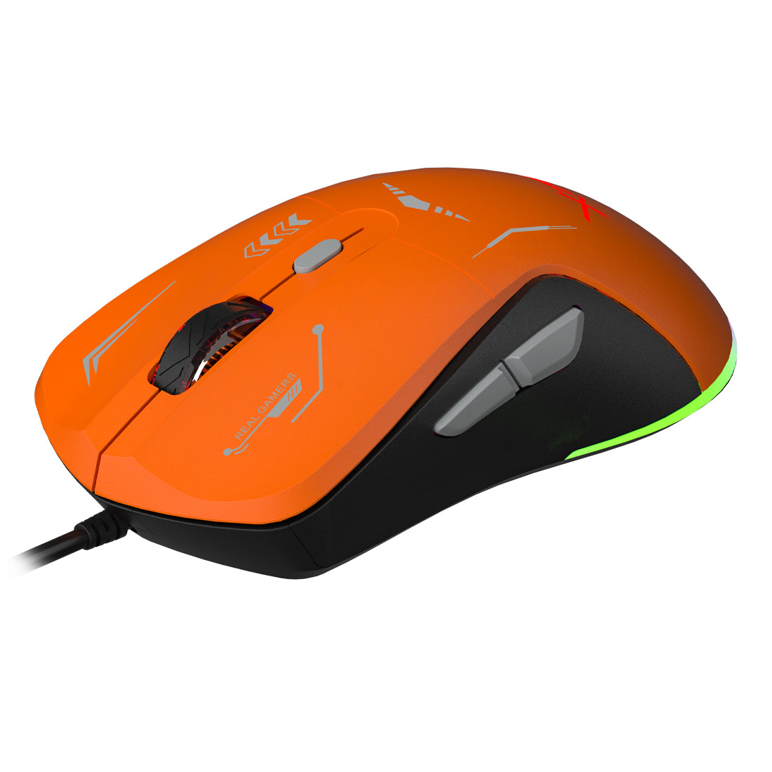 Mouse Gamer XZ-401 Alámbrico Naranja-Gris
