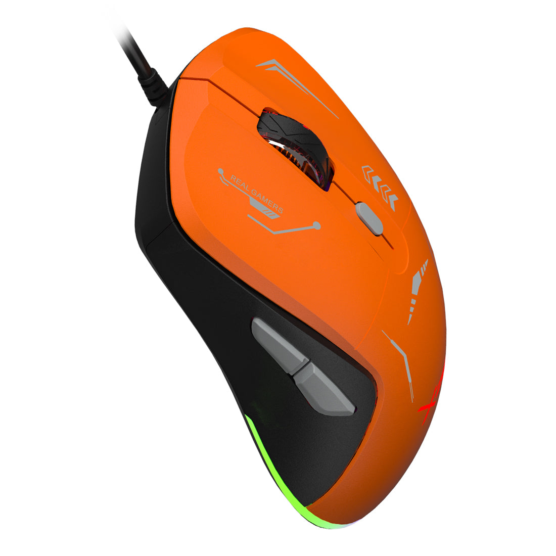 Mouse Gamer XZ-401 Alámbrico Naranja-Gris