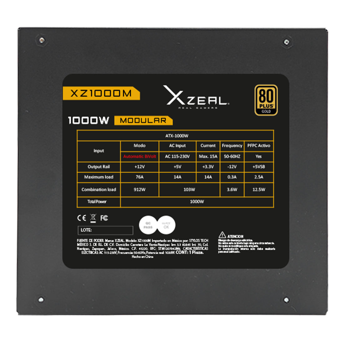 Fuente de Poder ATX 1000W Modular Color Negro