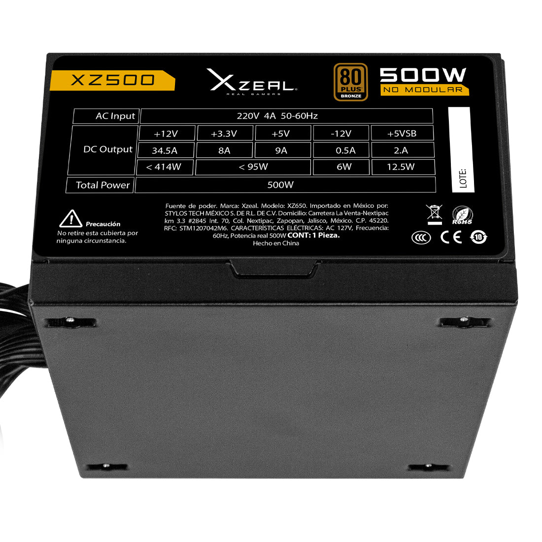 Fuente de Poder ATX 500W No Modular Color Negro