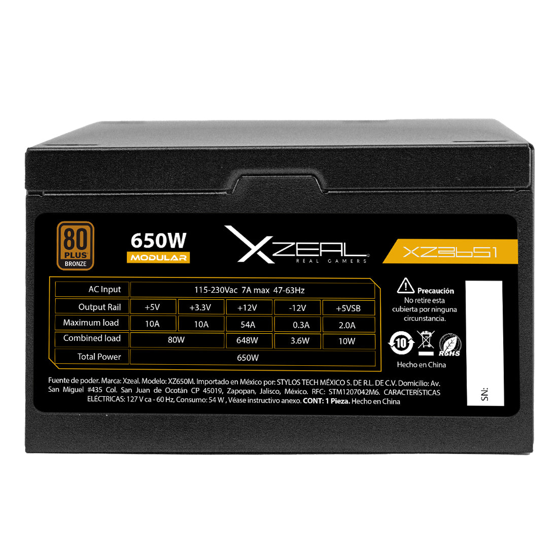 Fuente de Poder ATX 650W Modular Color Negro