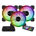 Kit de 3 Ventiladores ARGB con Hub controlador Color Negro